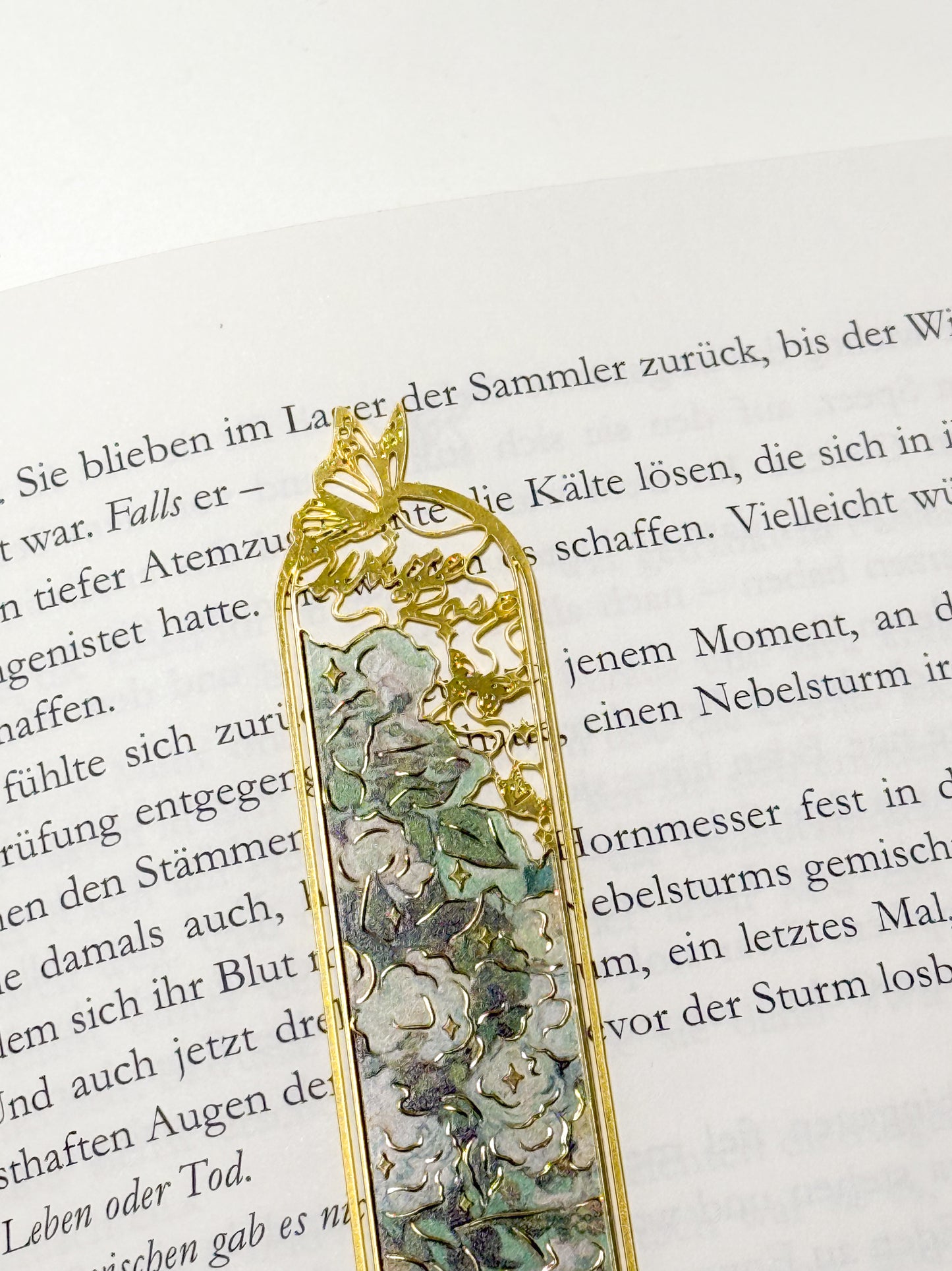 Metall Lesezeichen in Gold mit floralem Muster
