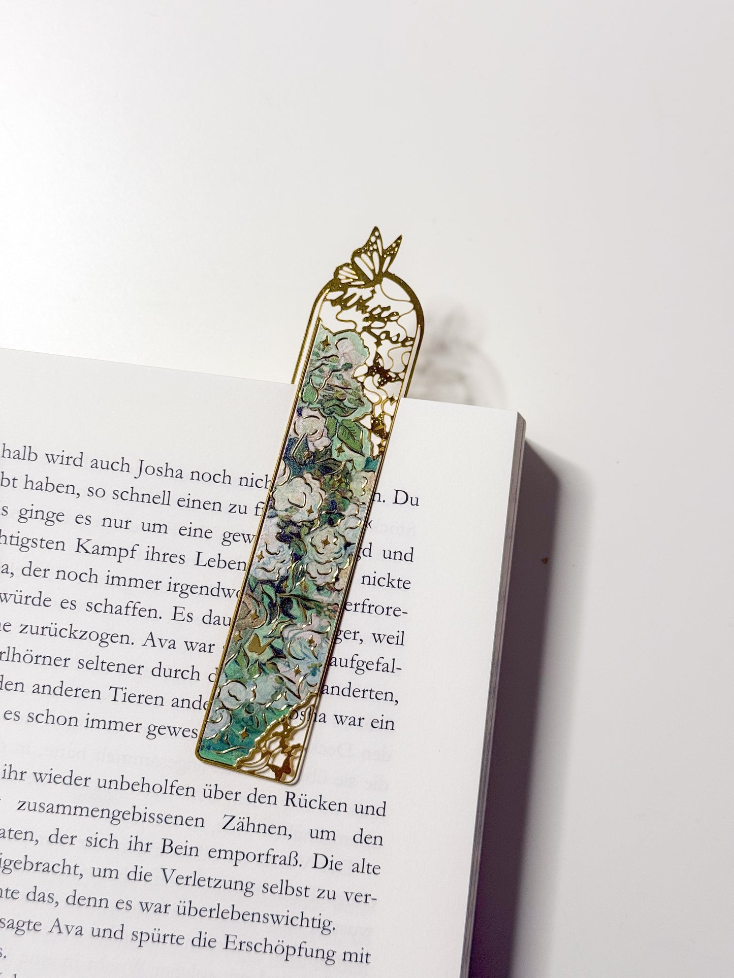 Metall Lesezeichen in Gold mit floralem Muster