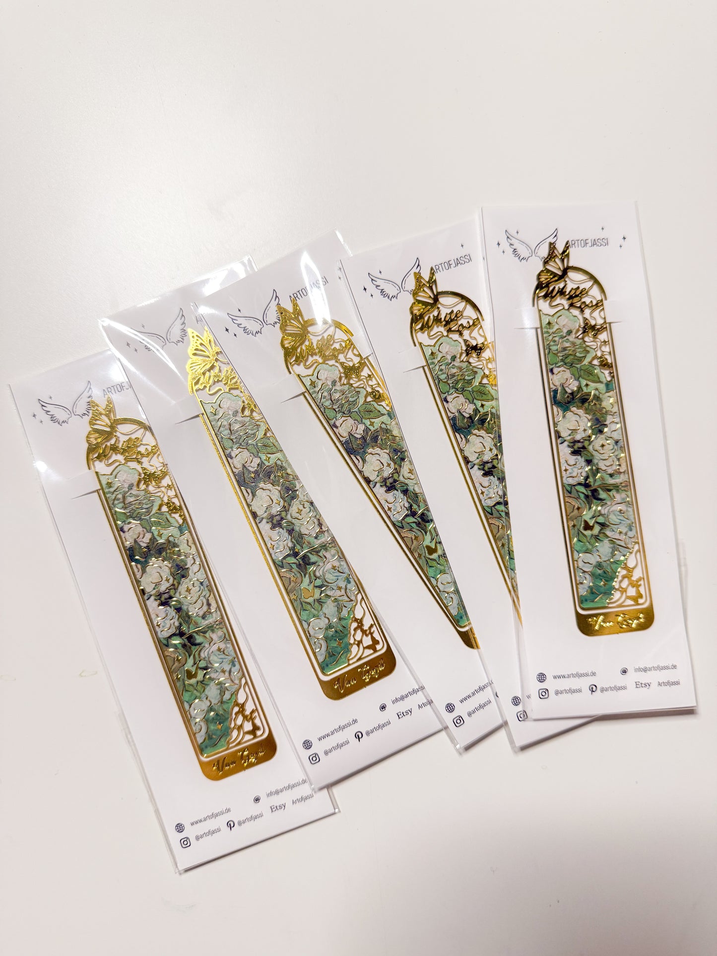 Metall Lesezeichen in Gold mit floralem Muster