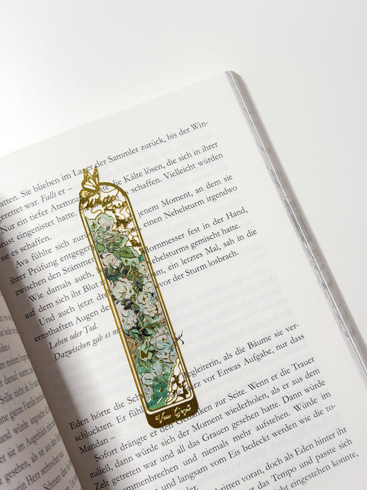 Metall Lesezeichen in Gold mit floralem Muster