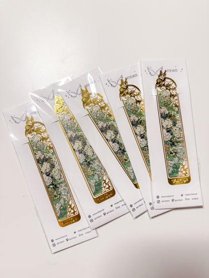 Metall Lesezeichen in Gold mit floralem Muster
